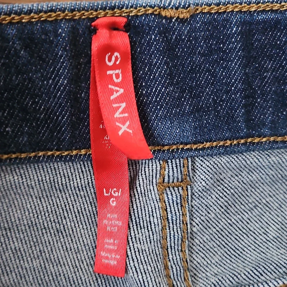 SPANX Women's Dark Blue Straight-Leg Jeans Size L (14-16) - Picture 4 of 10